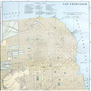 1895 San Francisco California Map Victorian Antique Geography History DWYY10A